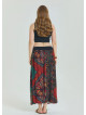 Red Plus Size Skirt with Elastic Waist and Drape Detail 4599